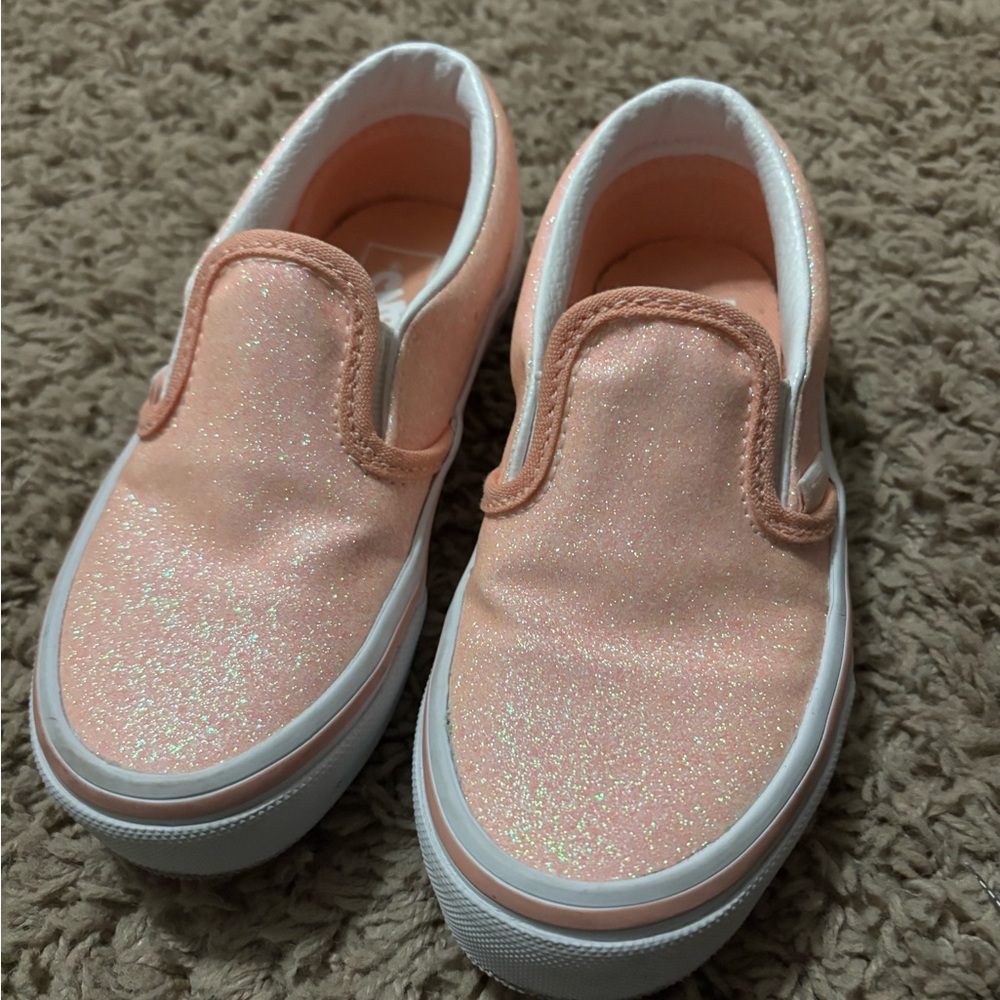 Vans Peach Glitter Kids Slip-On Sneakers